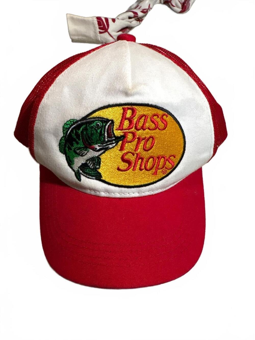 Youth Bass Pro Shops Red and White Mesh Trucker Hat
